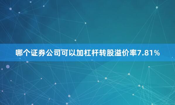 哪个证券公司可以加杠杆转股溢价率7.81%